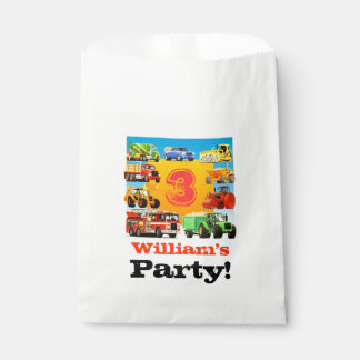 Sachets En Papier Enfants Nom personnalisé Construction Camion Fête 