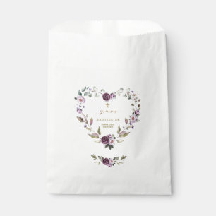 Sachets En Papier Espagnol Fleurs rose violet or fille Bautizo