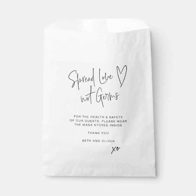 Sachets En Papier Étaler l'amour pas les germes Mariage Masque visag (Devant)