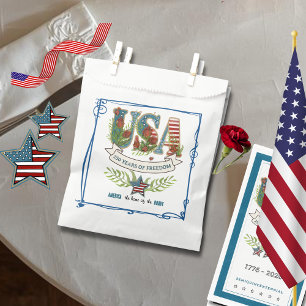 Sachets En Papier États-Unis 250 ans de liberté Élégante bordure ble