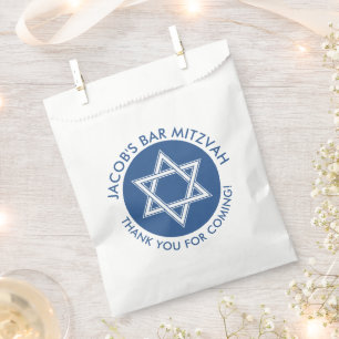 Sachets En Papier Étoile blanche bleue de David Bar Mitzvah 