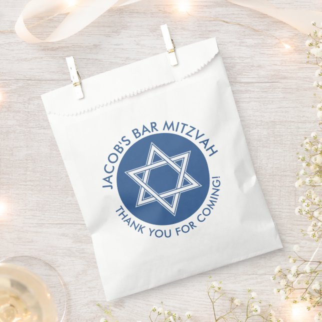 Sachets En Papier Étoile blanche bleue de David Bar Mitzvah (Coupé)