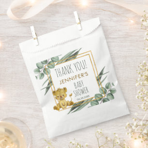 Sachets En Papier Eucalyptu Jungle Safari Lion Baby shower Merci