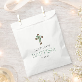 Sachets En Papier Eucalyptus Croix moderne Baptême Faveurs