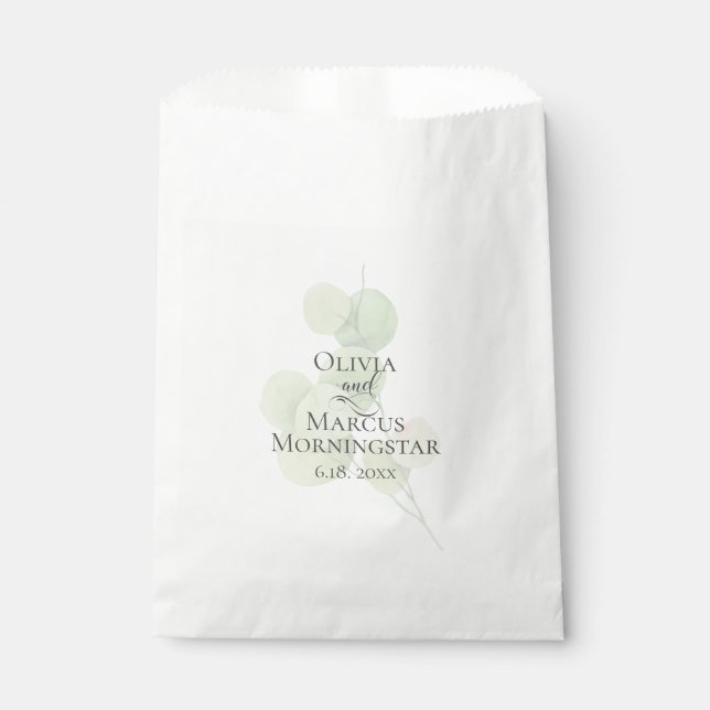 Sachets En Papier Eucalyptus du printemps moderne mariage (Devant)