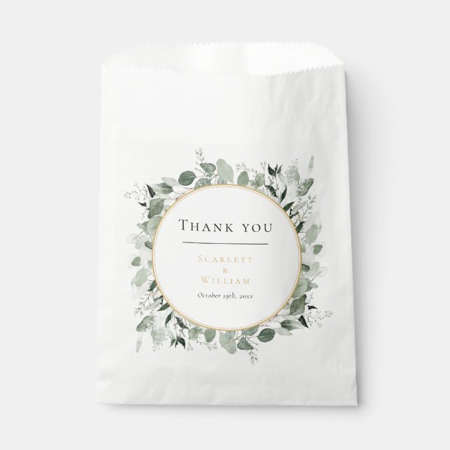 Sachets En Papier Eucalyptus Green Sage Gold Mariage vert (Devant)