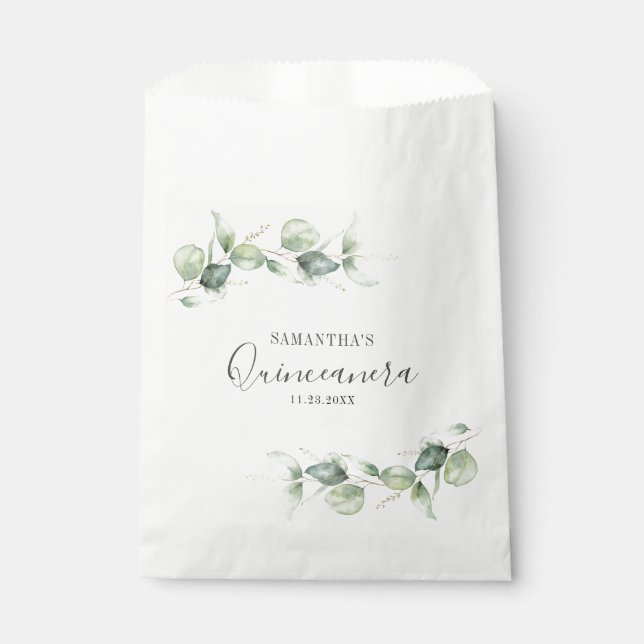 Sachets En Papier Eucalyptus Quinceanera 15e fête d'anniversaire (Devant)