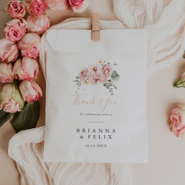 Sachets En Papier Eucalyptus Rose de jardin Floral Merci Mariage (Créateur téléchargé)