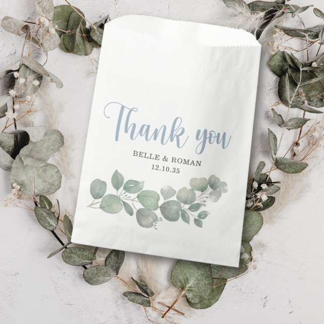Sachets En Papier Eucalyptus Russe Merci Mariage vert (Créateur téléchargé)