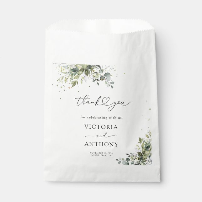 Sachets En Papier Eucalyptus vert Fête des mariées florale (Devant)