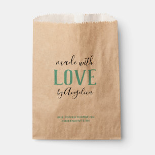 Sachets En Papier Fabriqué avec Love Script Turquoise Kraft sac