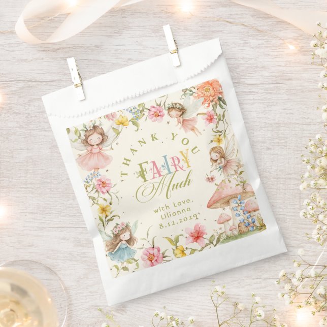 Sachets En Papier Fairy First Birthday Enchanted Garden Thank you (Coupé)