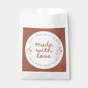 Sachets En Papier Fait avec amour Café & Pâtisserie Marron