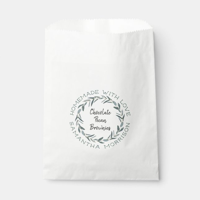 Sachets En Papier Fait Maison Avec Amour | Courbe moderne d'eucalypt (Devant)