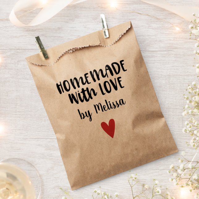 Sachets En Papier Fait Maison Avec Amour Kraft Personnalisé (Coupé)