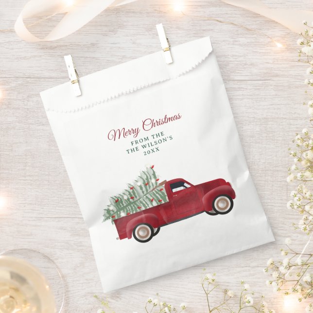 Sachets En Papier Famille Noël Antique Picket Camion Arbre de Noël (Coupé)
