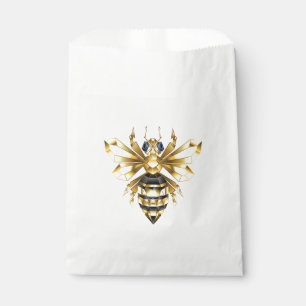 Sachets En Papier Faux logo abeille en feuille d'or polygonale sur f