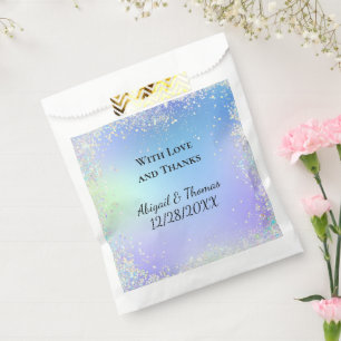 Sachets En Papier Faveurs de mariage personnalisées Bleu Pailleté Vi