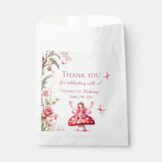 Sachets En Papier Fée Merci pour la célébration d'anniversaire rose