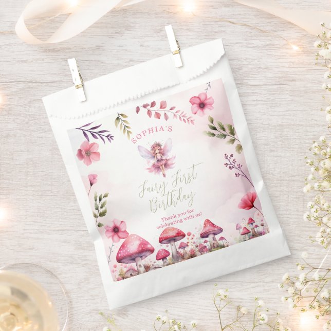 Sachets En Papier Fée premier anniversaire Enchanted Forest Champign (Coupé)
