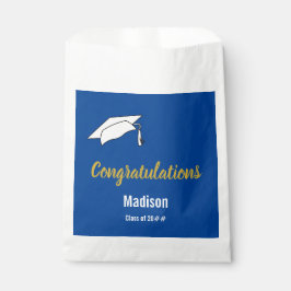 Sachets En Papier Félicitations Blue White & Gold Graduation