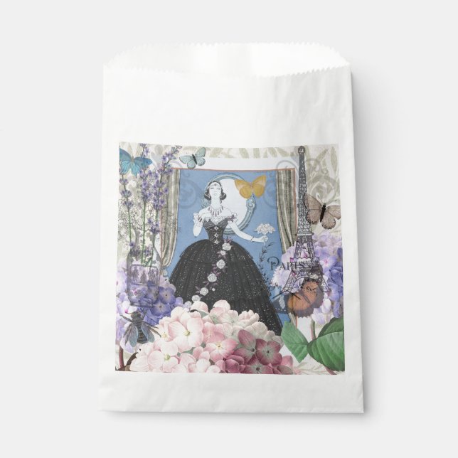 Sachets En Papier Femme élégante bleue robe florale fantaisie  (Devant)