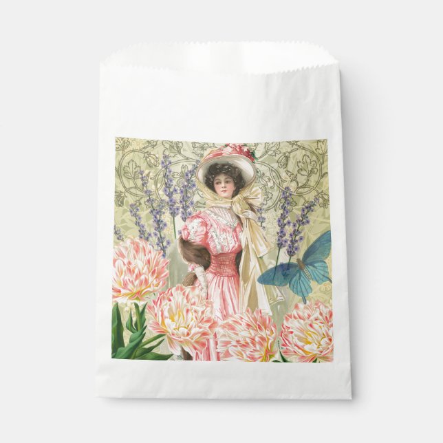 Sachets En Papier Femme victorienne florale rose Régence (Devant)