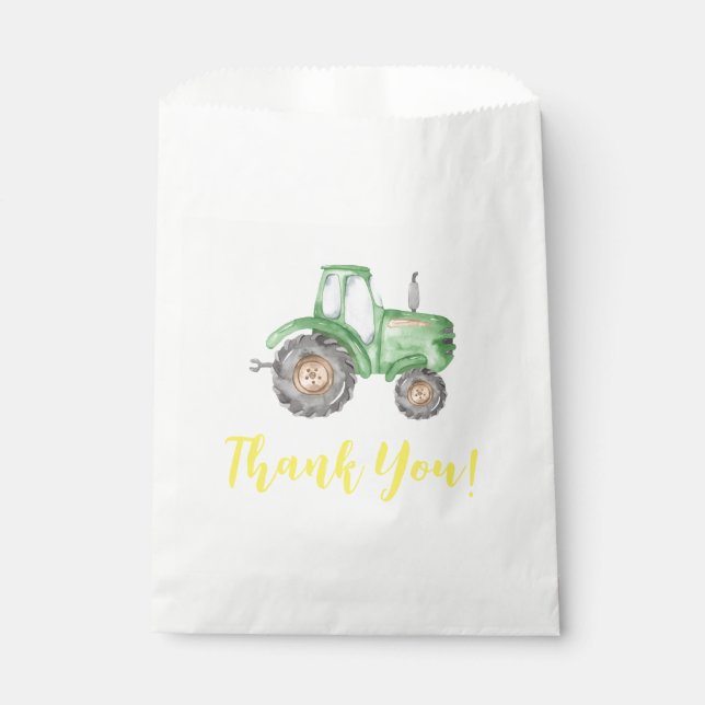 Sachets En Papier Ferme de tracteurs verts Anniversaire Favoriser le (Devant)