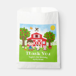 Sachets En Papier Ferme Rouge Anniversaire Garçon Cheveux Bruns Merc