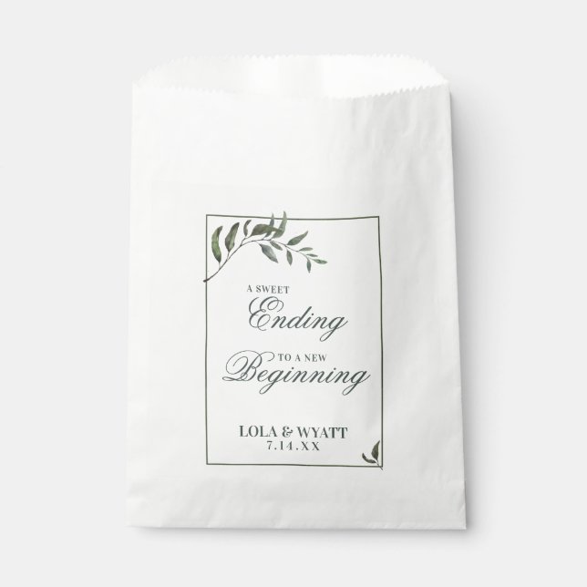 Sachets En Papier Fern Green Willow Branch Mariage élégant Faveur (Devant)