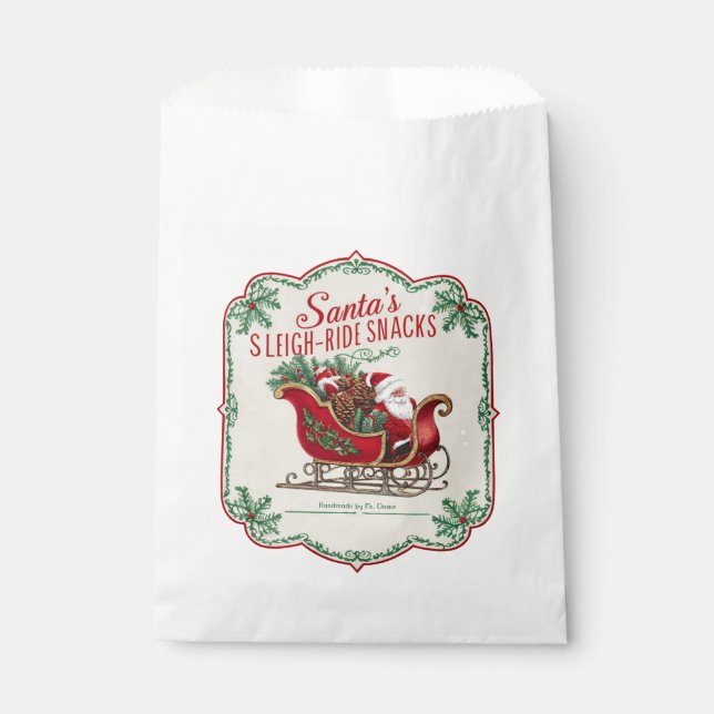 Sachets En Papier Festif de Noël traîneau collations (Devant)