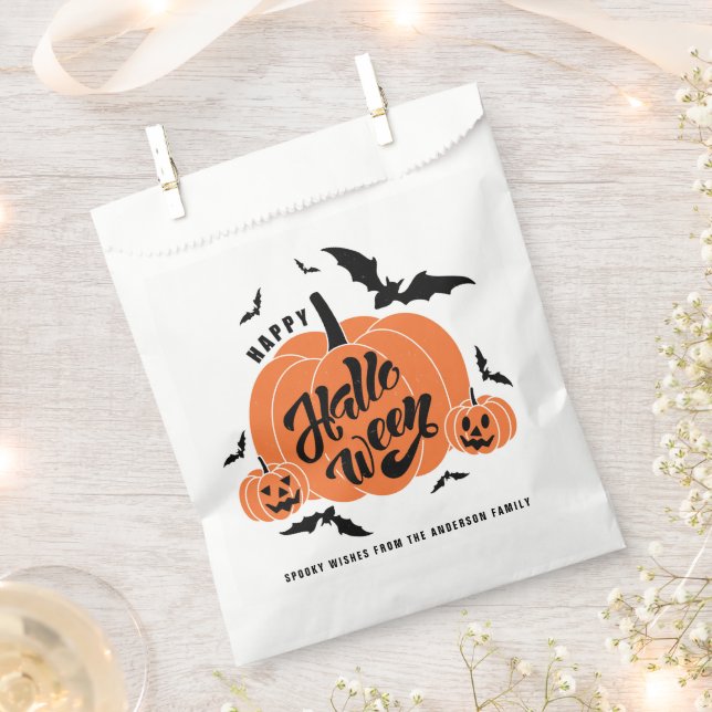 Sachets En Papier Festive Citrouille Éffrayante fête d'Halloween (Coupé)