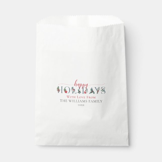 Sachets En Papier Festive Foliage Joyeux Vacances Cookies Traiter Ca (Devant)