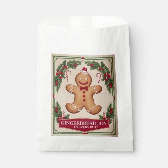 Sachets En Papier Festive Noël Gingerbread fête de joie (Devant)