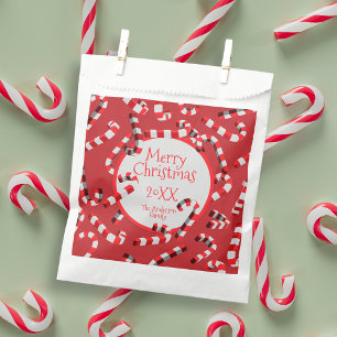 Sachets En Papier Festive Sucres de canne rouge et blanc Noël