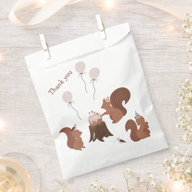 Sachets En Papier Fête Animaux Écureuil fête d'anniversaire (Coupé)