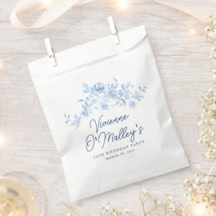 Sachets En Papier Fête d'anniversaire 18 ans Dusty Blue Rose Floral
