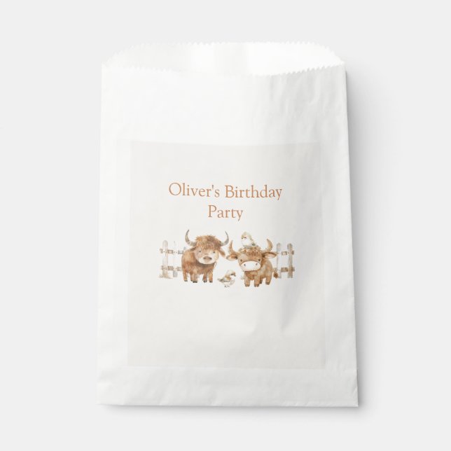 Sachets En Papier Fête d'anniversaire à thème de la ferme (Devant)