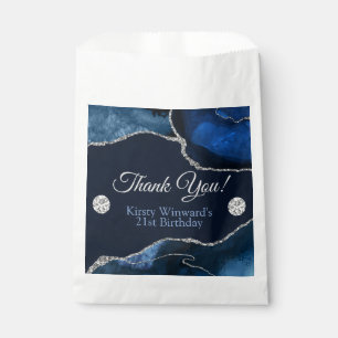 Sachets En Papier Fête d'anniversaire Agate Bleu Marine et Paillette