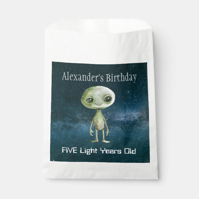 Sachets En Papier Fête d'anniversaire Alien (Devant)