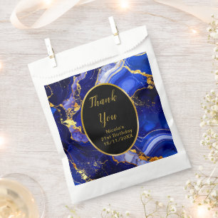 Sachets En Papier Fête d'anniversaire avec marbre d'agate bleu royal