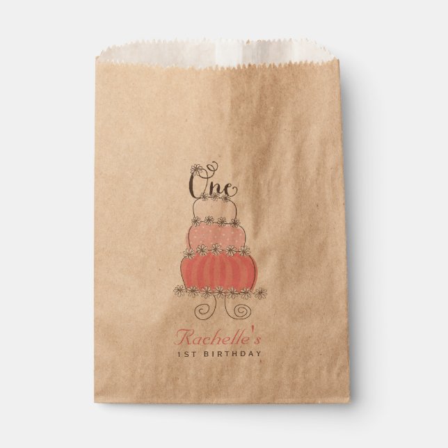 Sachets En Papier Fête d'anniversaire avec un bébé fille 1er Fête de (Devant)