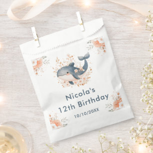 Sachets En Papier Fête d'anniversaire baleine florale mignonne