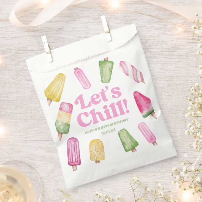 Sachets En Papier Fête d'anniversaire Chill Pink Retro Popsicle (Coupé)