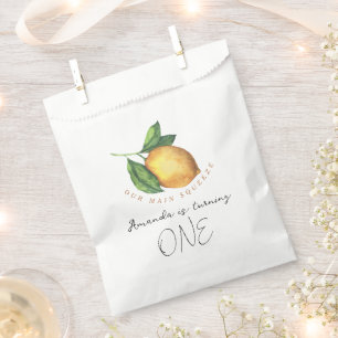 Sachets En Papier Fête d'anniversaire de 1 an au citron aquarelle
