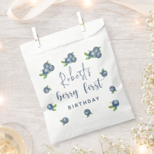 Sachets En Papier Fête d'anniversaire de 1 an aux aquarelles de bleu