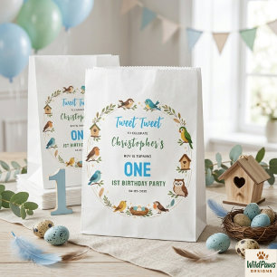 Sachets En Papier Fête d'anniversaire de 1 an des oiseaux mignons –