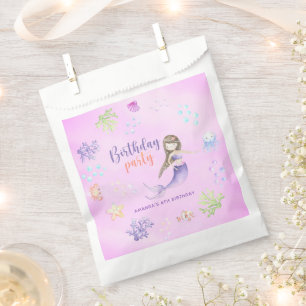 Sachets En Papier Fête d'anniversaire de 6 ans de la fille sirène
