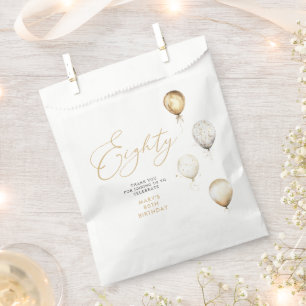 Sachets En Papier Fête d'anniversaire de 80 ans élégant ballon doré