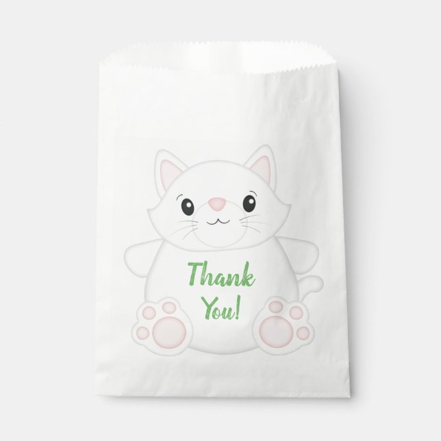 Sachets En Papier Fête d'anniversaire de chat Kitty Vert (Devant)